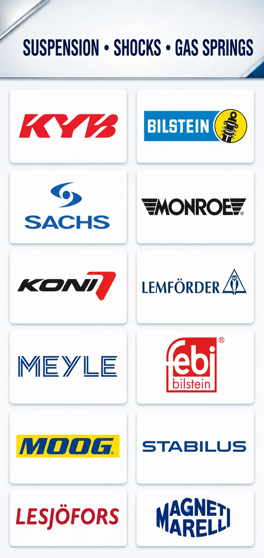 Suspension, shock absorber and gas spring brands available from Monaco Pro Dubai
