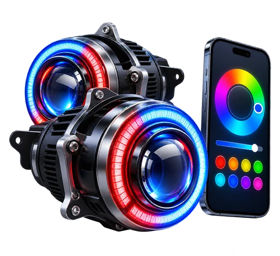 RGB car lights with smartphone colour control
